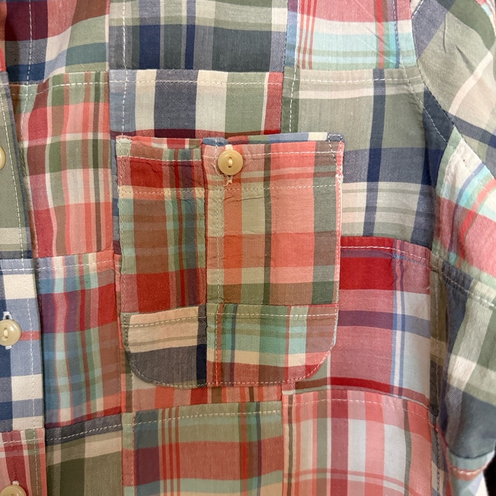 L.L Bean Madras Plaid Patchwork Button Adjustable… - image 6